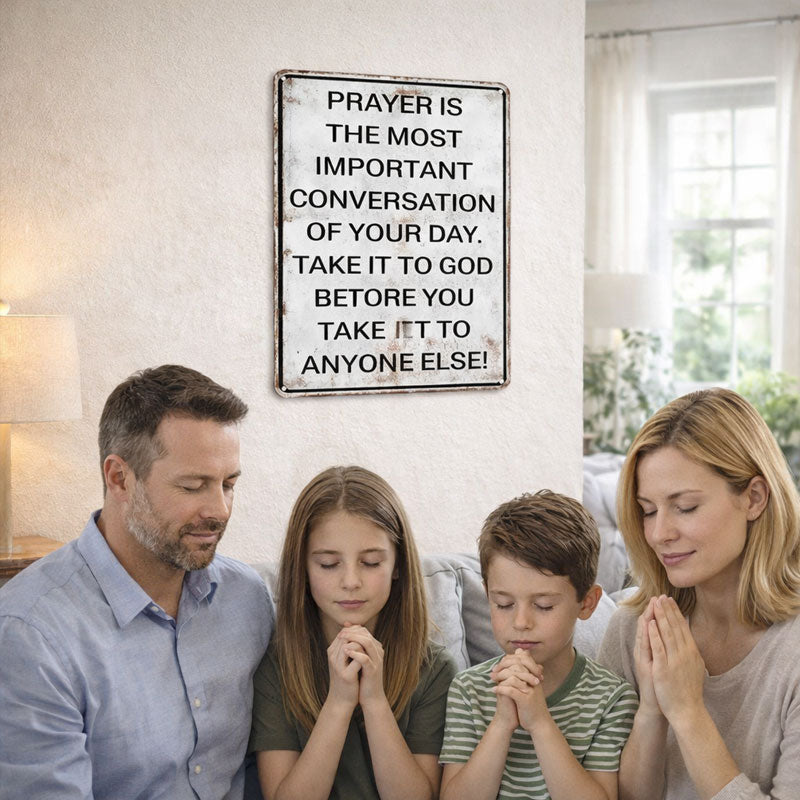 "First Conversation" Spiritual Wall Sign 🙏 — A Timeless Reminder to Seek Peace First